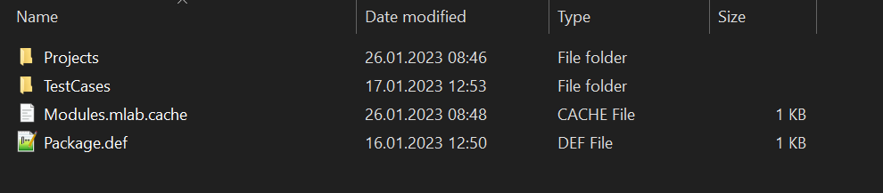 Package directory content